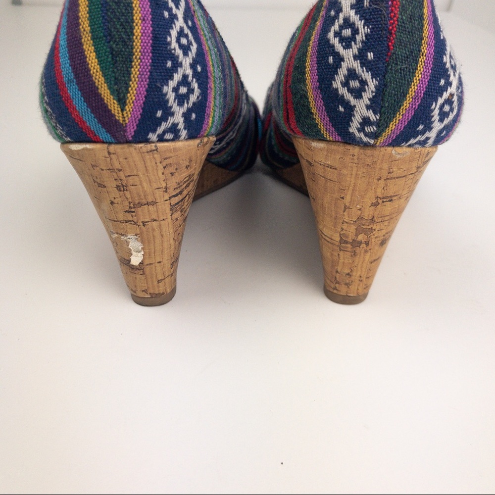American Eagle Peep Toe Cork Wedges Mulitcolor - Picture 5 of 5